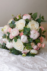 Wedding flower bouquet roses peony