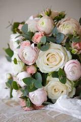 Wedding flower bouquet roses peony
