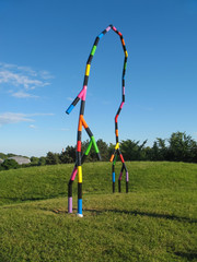 Park installation in the form of large colored rod