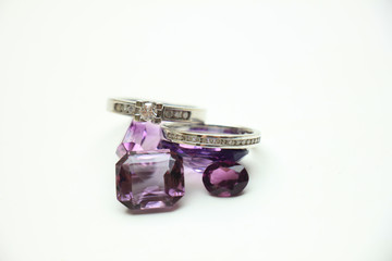 Diamond rings on gemstones