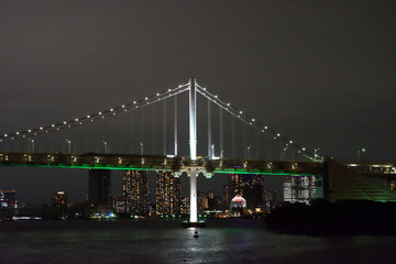 The Rainbow Bridge by night, Tokyo, Japan