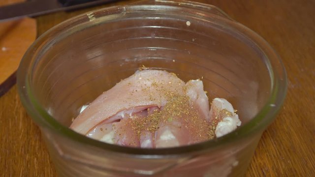 marinating meat. soy sauce, pour it into the bowl with the meat