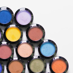 Make-up eye shadows. View from above. Flat lay. concept photo