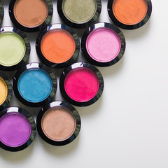 Make-up eye shadows. View from above. Flat lay. concept photo