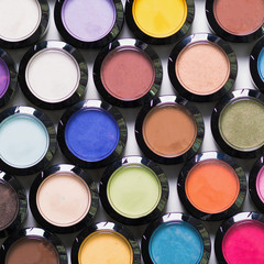 Make-up eye shadows. View from above. Flat lay. concept photo