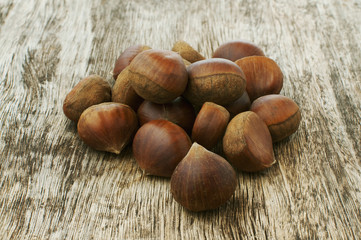 chestnuts on a wooden table