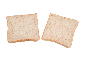 Slice of white bread isolated on white
