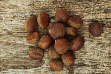 chestnuts on a wooden table