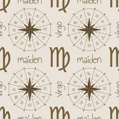 Fototapeta na wymiar Astrology sign Maiden. Seamless background. Vector illustration