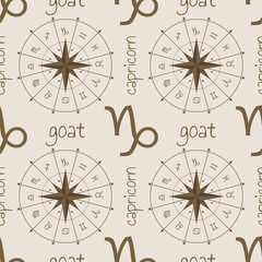 Astrology sign Goat. Seamless background. Vector illustration