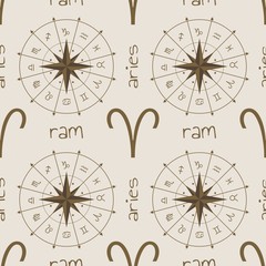 Astrology sign Ram. Seamless background. Vector illustration