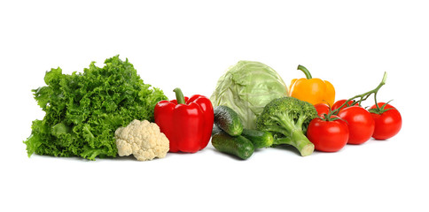Fresh vegetables on white background