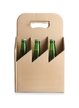 Paper beer package on white background