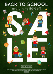 Back to school vertical sale banner