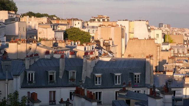 paris rooftops and buildings in montmartre area