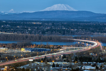 Interstate 205 Freeway over Columbia River Blue Hour