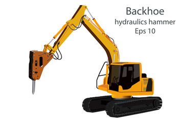 backhoe and hydraulics hammer machine