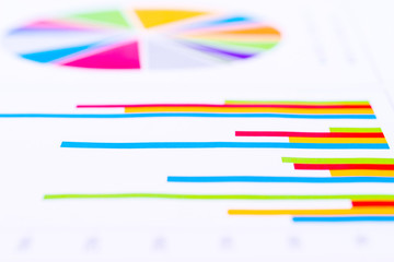 Business analysis image, colorful graphs and charts