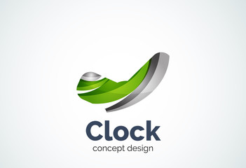 Clock logo template, time management business concept