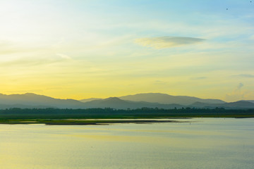 Mountain view and a pond
