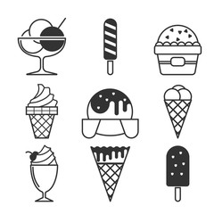 set of ice cream icon in line style
