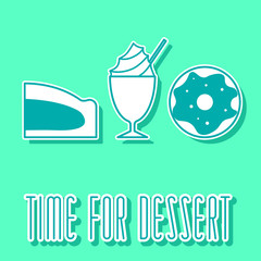 set of sweets icon in line style.color vector illustration isolated on a green background. linear sweets sign.