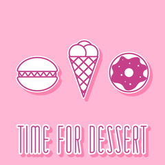 set of sweets icon in line style.color vector illustration isolated on a pink background. linear sweets sign.