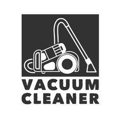Vacuum cleaner in line style. Vector logo template isolated on a white background.