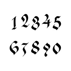 handwritten numbers in the Gothic style