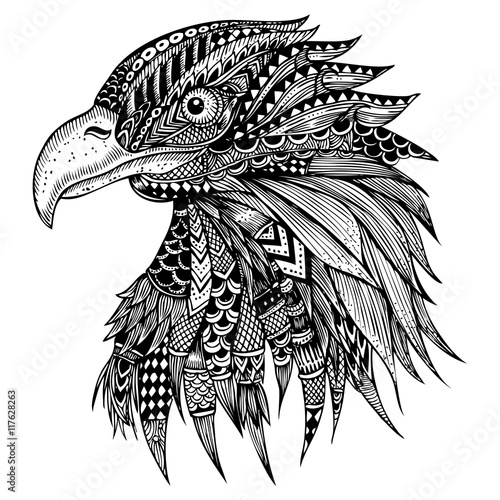 "Hand drawn Eagle head zentangle stylized" Stock image and royaltyfree