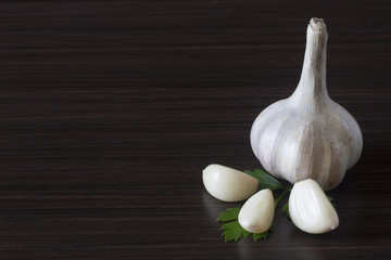 Garlic on a dark background