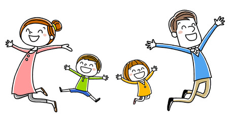 家族：笑顔でジャンプ
