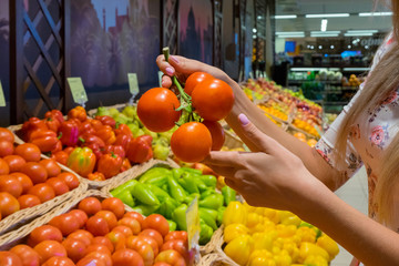 Girl holding a sprig of tomatoes