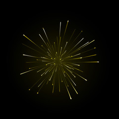 Festive gold firework background. Vector illustration