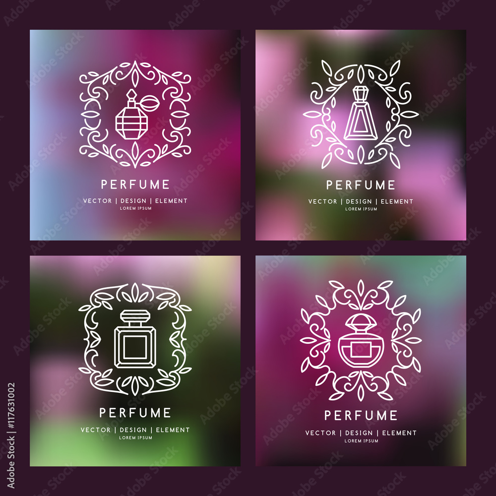 Aufkleber set linear image perfume to monogram.