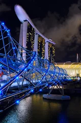 Cercles muraux Singapour vue nocturne du centre-ville de Singapour et de la baie de la marina