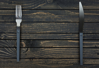 Fork and knife on table