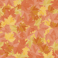 Seamless pattern background maple leafs. Fall wallpaper vector. Fabric ground.