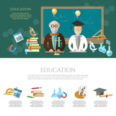 Education infographic professor and student learning