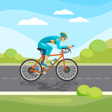 Cycle racing man rides a bicycle vector