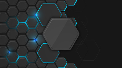 Abstract vector background or pc desktop wallpaper with hexagonal structure and backlighting. - obrazy, fototapety, plakaty