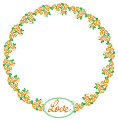 Round frame with roses and custom written word 