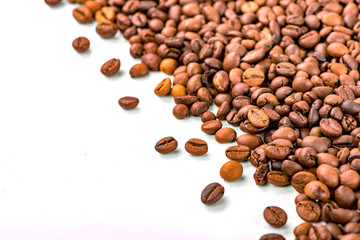 coffee grains on white background