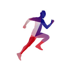 Fototapeta na wymiar Bright colorful jogger silhouette . Isolated on white background