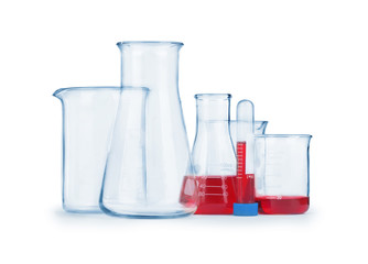 collecton medical bottles isolated on white