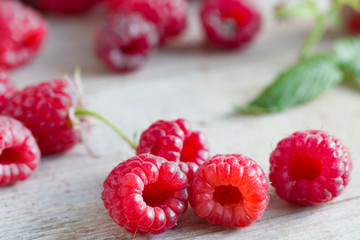 Closeup of fresh raspberries