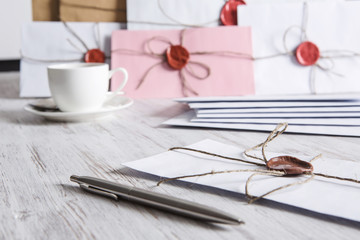 Letter with seal on table