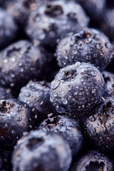 Blueberries with drops of water