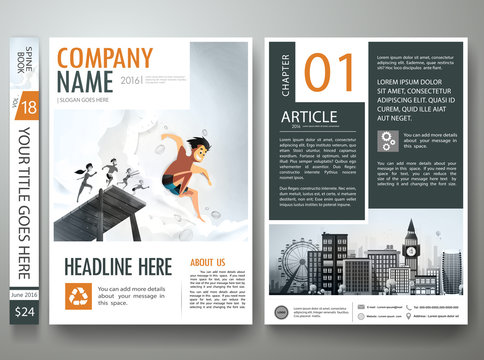 Brochure design template vector.Business flyers report magazine poster layout template. Cover book portfolio presentation black and white background on A4 poster design.City design on brochure layout.