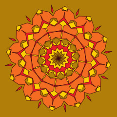 Round decorative pattern. Lace circle design template. Abstract geometric colorful background. Mandala illustration